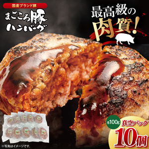 [茨城県共通返礼品]国産まごころ豚ハンバーグ100g×10個[高品質 豚肉 銘柄豚 ブランド豚 人気豚肉 個包装 冷凍 茨城県産 阿見町](92-01)