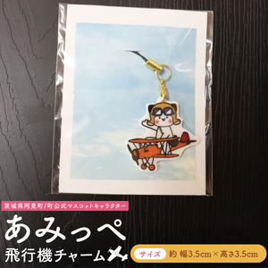 あみっぺ飛行機チャーム|阿見町 マスコットキャラクター 桜 スイカ PR 手作り 茨城県 阿見町(54-02)