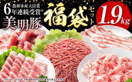 豚肉 肉 福袋 セット 美明豚 肩ロース バラ 挽肉 切り落とし 角切り 計1.9kg ワークミート[90日以内に出荷予定(土日祝除く)]茨城県 河内町 豚肉セット SPF豚 びめいとん 詰め合わせ 部位 豚 挽き肉 切落し 豚バラ ロース お取り寄せ
