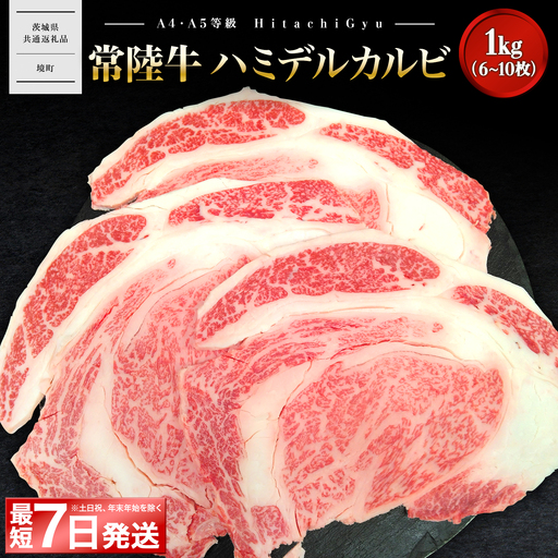 K2470 【最短7日発送】【常陸牛】ハミデルカルビ 1kg (6～10枚) 〈茨城県共通返礼品〉