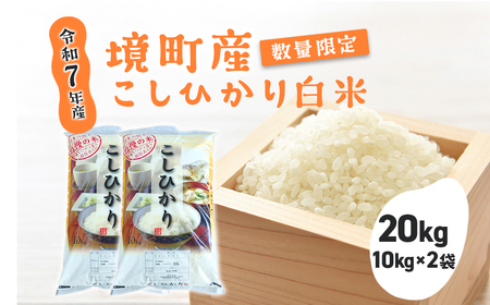 [数量限定] 令和7年産 境町 白米 「コシヒカリ」 20kg(10kg×2袋)