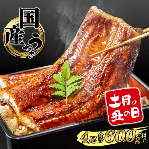 【丑の日までにお届け】 国産 うなぎ 蒲焼き 4尾 計600g以上 鰻 K2391