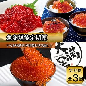 [毎月定期便]魚卵堪能便(鱒いくら・鮭いくら・紅鮭筋子)全3回 醤油漬 いくら 鱒卵 鮭卵 鱒 鮭 紅鮭 魚卵 食べ比べ 小分け 冷凍 いくら イクラ いくら醤油漬け イクラ醤油漬け いくら醤油漬 イクラ醤油漬 醤油漬け 醤油 海鮮丼 イクラ丼 いくら丼 小分け 筋子 すじこ 紅鮭 紅鮭筋子 紅鮭すじこ 紅鮭醤油すじこ 紅鮭醤油筋子 ひと口 カット セット 定期便[配送不可地域:離島]