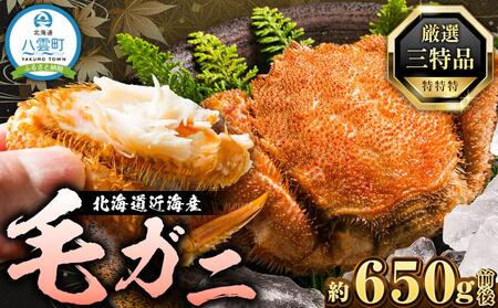 先行予約[厳選三特品]北海道産近海毛ガニ650g前後×1尾 2025年9月上旬発送開始予定[ 毛がに 北海道 かに 蟹 かにみそ 小分け 毛蟹 八雲 海産物 魚介類 水産物応援 水産物支援 ]