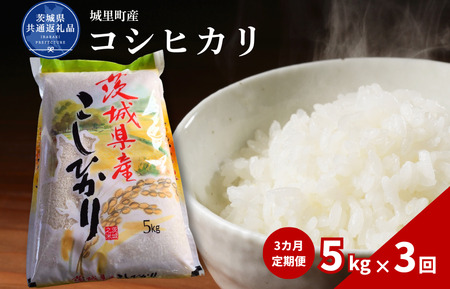 [3カ月定期便]コシヒカリ 5kg(茨城県共通返礼品・城里町産) / 米 こめ コメ お米 おこめ コシヒカリ こしひかり 白米 精米 ごはん ご飯 令和7年産 5kg 定期便 茨城県 城里町 利根町