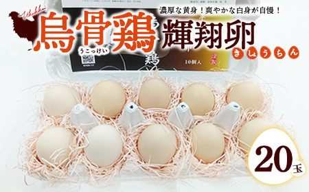 烏骨鶏 濃厚な黄身!爽やかな白身が自慢![烏骨鶏輝翔卵]20玉 ◇ ※離島への配送不可