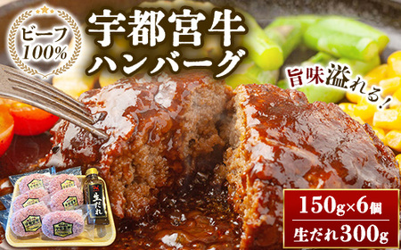 宇都宮牛ハンバーグ(150g×6ヶ入)+山久オリジナル生だれ300g