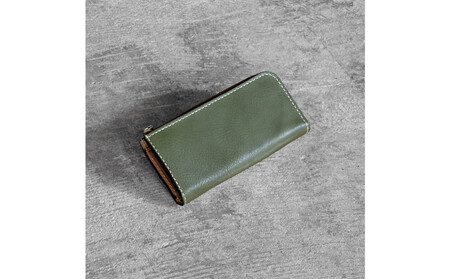 栃木レザー使用|やわらか本革Lジップ長財布|Lzip wallet 02|オリーブ|minca(全7色)