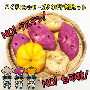 [江南スタイル]こぐまパンシリーズよくばり9個セット |サツマイモパン ジャガイモパン カボチャパン コグマパン カムジャパン ホバクパン 手作り 菓子パン 冷凍パン おやつ 詰め合わせ 個包装 栃木市 栃木県