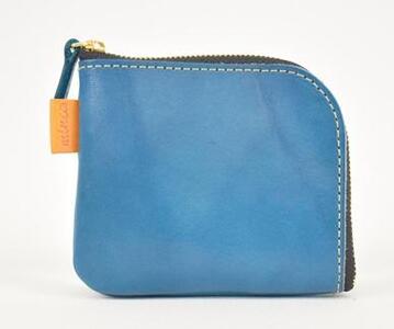 栃木レザー使用｜やわらか本革Lジップミニ財布｜Lzip wallet small 02｜ブルー｜minca（全7色）