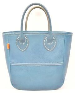栃木レザー使用｜ソフトな手触り 本革 小さめトートバッグ｜Tote bag 03 S｜ブルー｜minca（全6色）