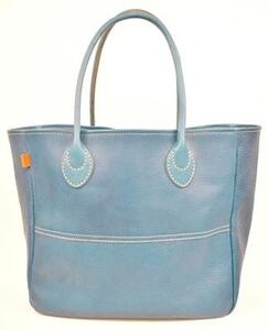 栃木レザー使用｜ソフトな手触り 本革 A4も入る大容量 本革トートバッグ｜Tote bag 03 L｜ブルー｜minca（全6色）
