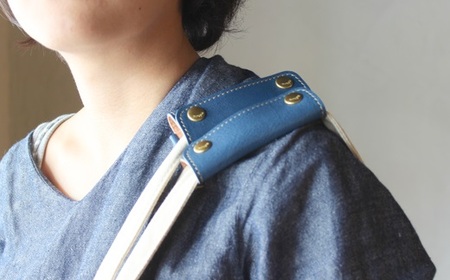 栃木レザー使用｜バッグの本革持ち手カバー 2個セット｜Handle cover｜ブルー｜minca（全7色）