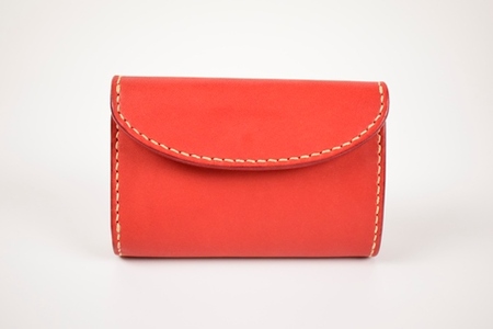 【minca】栃木レザーの三つ折り財布 ミドルサイズ ハンドステッチ滑らかな手触り/Middle wallet 01/レッド　518【雑貨 ファッション 人気 おすすめ 】