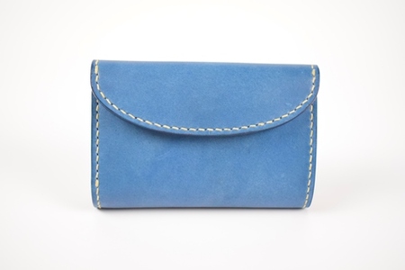 【minca】栃木レザーの三つ折り財布 ミドルサイズ ハンドステッチ滑らかな手触り/Middle wallet 01/ブルー　518【雑貨 ファッション 人気 おすすめ 】