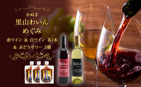 かぬま 里山わいん 里山のめぐみ 赤ワイン 720ml & 白ワイン 720ml & ぶどうゼリー 130g×3個 お届け 入金確認後 14日〜1ヶ月