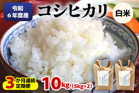 [定期便/3ヶ月 令和6年度産] 特別栽培米 コシヒカリ 白米10kg(5kg×2袋)×3回|数量限定 お米 2024年度米 精米 白米 国産 日光産 産地直送 [0407]