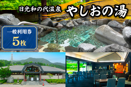 日光和の代温泉 やしおの湯 一般利用券 (5枚)|日光市 天然温泉 露天風呂 日帰り温泉 観光 旅行 チケット クーポン [0619]