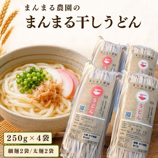 まんまる干しうどん 250g 細麺 太麺 各2袋