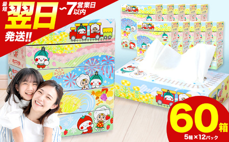 真岡市オリジナルBOXティッシュ60箱（1箱300枚150組）