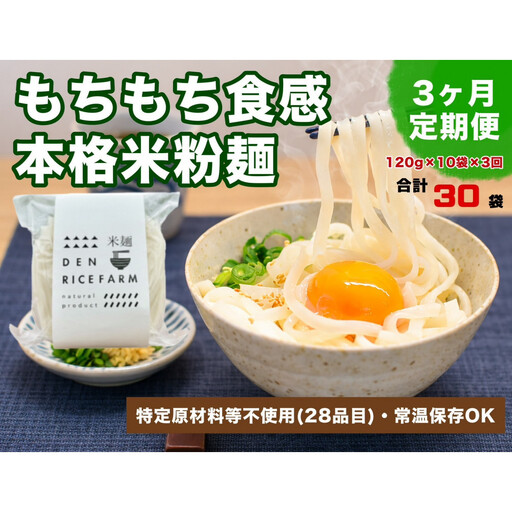 [定期便][3ヶ月連続お届け]グルテンフリー 無添加 米麺 120g 10個セット(白米麺10個)|米粉 うどん 焼きそば パスタ 麺