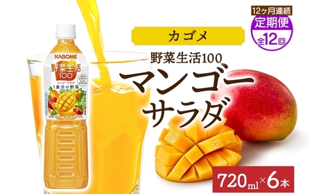 [定期便]12ヵ月連続野菜生活100 マンゴーサラダ 720mlPET ns038-069 飲料 カゴメ フルｰツジュｰス セット ミックスジュｰス