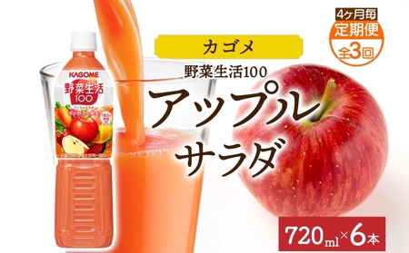 [定期便]4ヵ月毎全3回野菜生活100 アップルサラダ 720mlPET ns038-070 飲料 カゴメ フルｰツジュｰス セット ミックスジュｰス