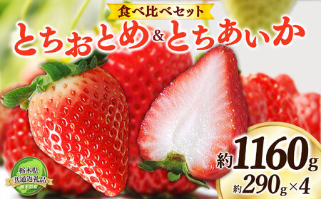 [2025年先行予約]日本一のいちご生産量を誇るJAはが野が厳選 とちおとめ、とちあいか食べ比べ平パック4P | 栃木県 下野市 送料無料