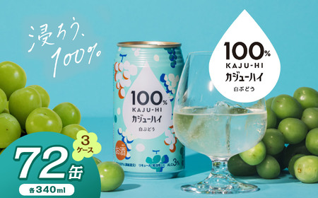 [定期便3回]100%カンジューハイ白ブドウ 340ml × 72本 | ふるさと納税 缶ジューハイ 缶酎ハイ 白ブドウ3% カロリー低い 喉越し 爽快 爽やか 洋酒 人気 酎ハイ サワー パーティー 送料無料 下野 栃木