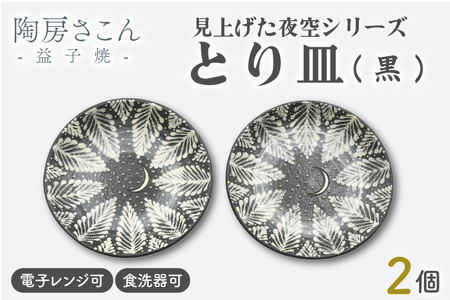 [益子焼]とり皿(黒) 2個 見上げた夜空シリーズ | 益子焼 陶房さこん とり皿 ケーキ皿 お皿 陶器 藤本左近 栃木県 益子町