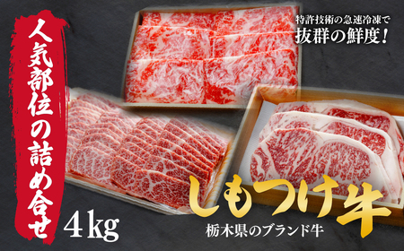 しもつけ牛の人気部位の詰め合せ4kg | 牛肉 牛肉 人気 牛肉 牛肉 牛肉 詰め合せ