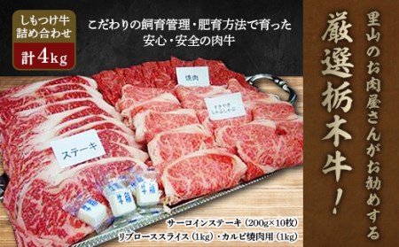 里山のお肉屋さんがお勧めする厳選栃木牛!しもつけ牛 詰め合わせ4kg[配送不可地域:離島]