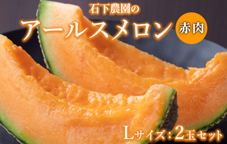 〈先行予約受付〉石下農園のアールスメロン〈赤肉〉 Lサイズ 2玉セット ｜ 果物 フルーツ メロン 国産 アールスメロン ギフト 贈答 ※離島への配送不可 ※2026年10月中旬頃～11月上旬頃に順次発送予定