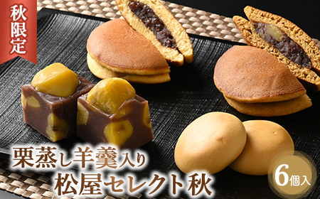 [秋限定]栗蒸し羊羹入り 松屋セレクト秋 6個入 | 詰め合わせ セット スイーツ デザート 羊羹 お菓子 菓子 おかし 栃木県 壬生町 ※2025年10月上旬頃より順次発送予定