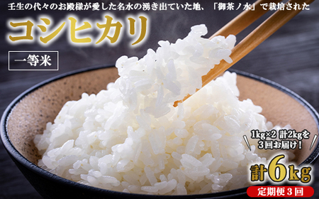 [3ヵ月定期便][令和7年産]コシヒカリ 1kg×2袋×3回 計6kg | 一等米 お殿様のお米 お米 おこめ こしひかり コメ こめ ご飯 ごはん 国産 栃木県 壬生町