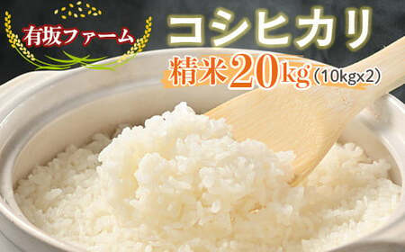 ≪先行受付≫有坂ファームの令和7年産コシヒカリ 精米20kg(10kg×2)