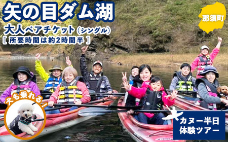 矢の目ダム湖のカヌー半日体験ツアー(シングル) 大人ペアチケット | 那須 チケット 利用券 ペア アクティビティ カヌー 体験 那須 栃木県 那須町〔P-233〕