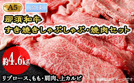 [冷凍]那須和牛すき焼きしゃぶしゃぶ・焼肉セットA5(約4.6kg)牛肉 国産 冷蔵 冷凍 すき焼き しゃぶしゃぶ 焼肉 那須町 〔I-1〕