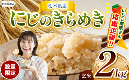 [令和7年度新米][栃木県共通返礼品][数量限定][先行予約]令和7年度新米 栃木県産にじのきらめき 2kg | 数量限定こしひかり 玄米 米 ごはん 玄米真空パック ふるさと納税 那珂川町 栃木県