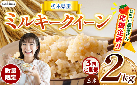 [令和7年度新米][栃木県共通返礼品][数量限定][定期便3回]令和7年度新米 栃木県産ミルキークイーン 2kg |定期便 ミルキークイーン 数量限定 玄米 米 ごはん 玄米真空パック ふるさと納税 那珂川町 栃木県