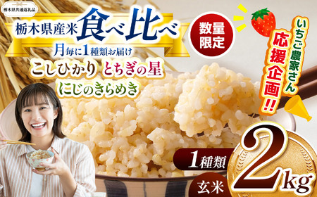 [令和7年度新米先行予約][栃木県共通返礼品][数量限定]栃木県産コシヒカリ とちぎの星 にじのきらめき 2kg 食べ比べ定期便 