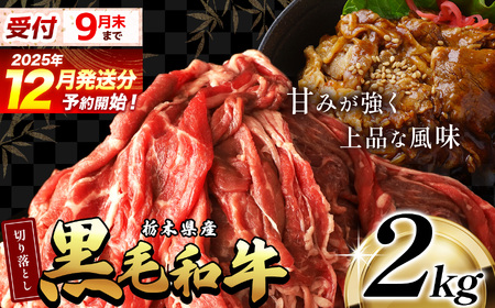[12月発送]最高位賞を受賞!栃木県産黒毛和牛切り落とし 2000g | 和牛切り落とし 黒毛和牛切り落とし 栃木県産黒毛和牛 すき焼き 牛丼 高級 ご褒美 ふるさと納税 送料無料 那珂川町 栃木県