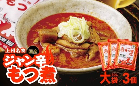 もつ煮 ジャン辛もつ煮 大袋×3個 計1,500g