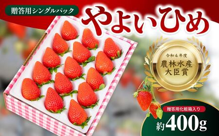 いちご やよいひめ 贈答用 シングルパック 約400g入りトレー いちご