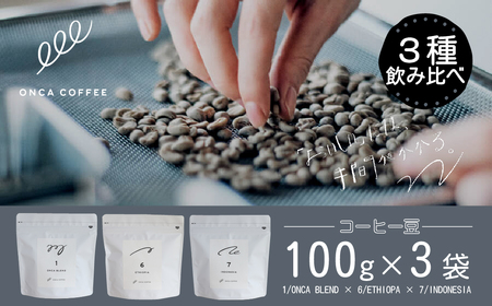 コーヒー 豆 3種類 飲み比べセット 各100g×3袋 ONCACOFFEE JINS | コーヒー