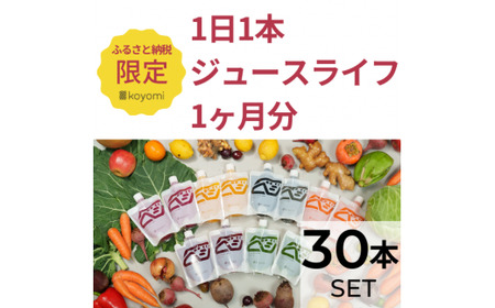 オーガニック野菜のコールドプレスジュース 「1日1本ジュースライフ1ヶ月分(ジュース30本)」