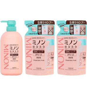 ミノン全身シャンプーさらっとタイプ１本、詰替用セット２個セット