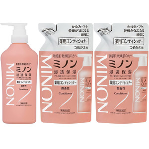 ミノン薬用コンディショナー１本、詰替用２個セット