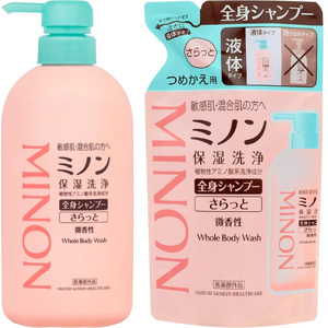 ミノン全身シャンプーさらっとタイプ1本、詰替用セ1個セット