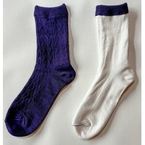 [ezu]ひえとりくつした 薄手/グレープ◆シルク×コットンの二重構造靴下◆ジャガード編み